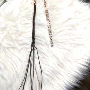 Stella and Dot rose gold and black rope chain necklace.